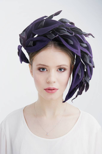 portrait of gorgeous young woman in beautiful headdress                    - Zdjęcie, obraz