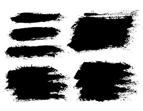 Brush strokes set vector painted isolated objects - Vector, Image