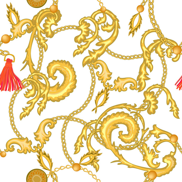 Golden seamless baroque pattern.  - Вектор,изображение