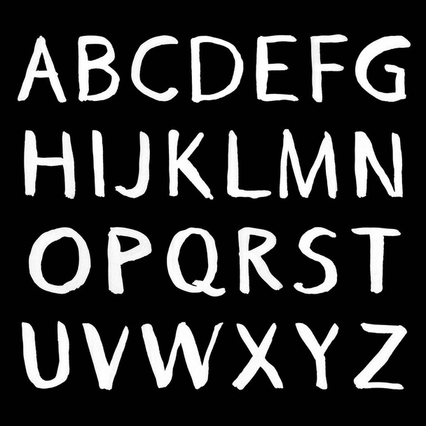 Χειροποίητο αλφάβητο. Καλλιγραφία γραμματοσειράς. Μοντέρνα γράμματα πινέλου. αλφάβητο στυλ Grunge. - Φωτογραφία, εικόνα