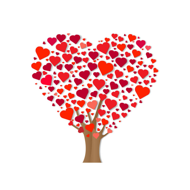 Дерево с сердцем на заднем плане, векторная иллюстрация - Вектор,изображение