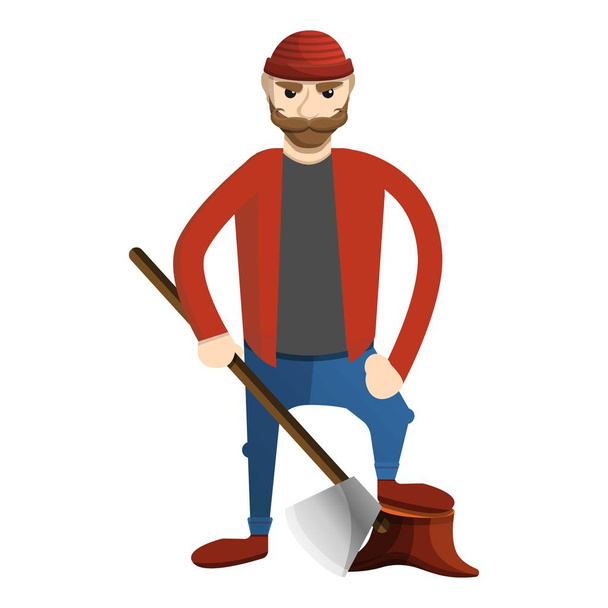Concentrated lumberjack icon, cartoon style - Wektor, obraz