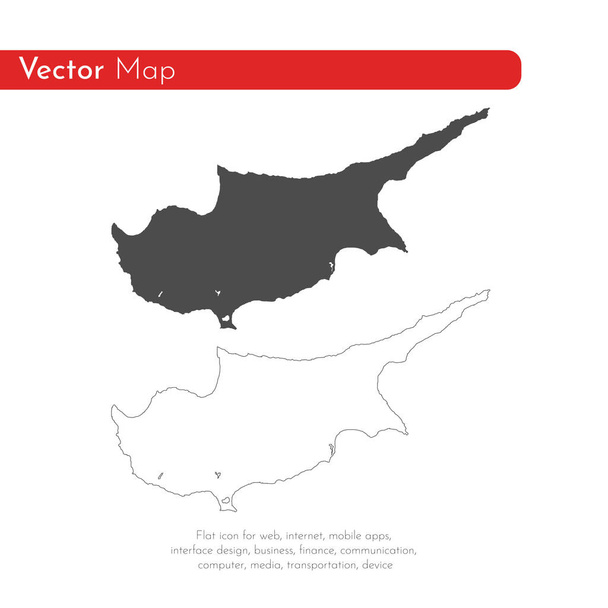 Térkép Ciprus. Izolált illusztráció. Fekete-fehér háttér. - Fotó, kép