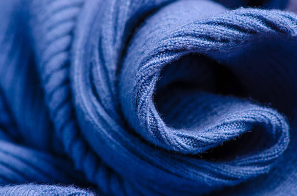 Fabric warm blue sweater textile material texture - Fotografie, Obrázek
