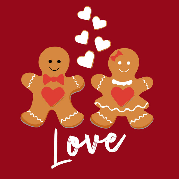 galletas de jengibre día de San Valentín
 - Vector, imagen