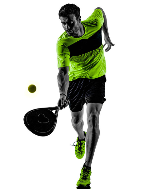 Paddle tennis player man isolated white background - Foto, Imagen