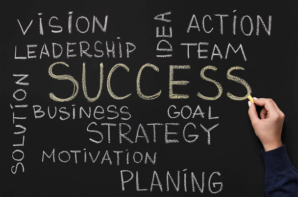 Business concept: Success word cloud on chalkboard - Photo, image