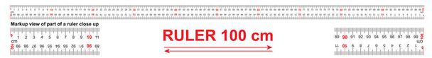 Regla bidireccional de 100 cm o 1000 mm. Utilizado en la construcción, ingeniería, fabricación de ropa, carpintería
 - Vector, Imagen