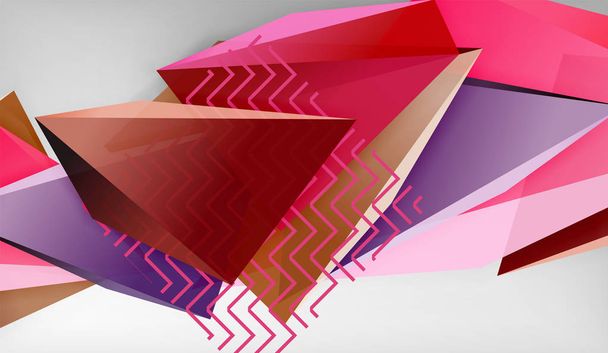 3D geometrische driehoekige vormen abstract achtergrond, kleur driehoeken samenstelling op grijze achtergrond, zakenreis of hi-tech conceptuele behang - Vector, afbeelding