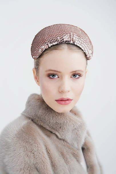 portrait of gorgeous young woman in beautiful headdress                    - Fotó, kép