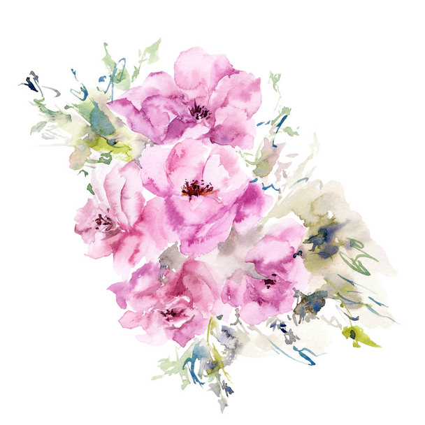Peonies. Watercolor floral greeting card. Wedding invitation floral design. - Фото, зображення