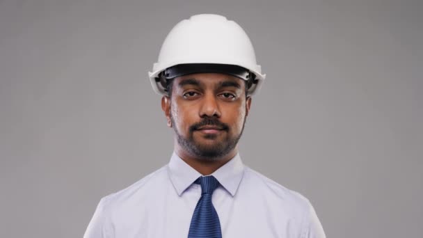 indian architect or businessman in helmet - Video, Çekim
