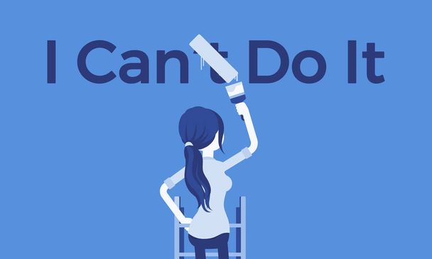 I can do it motivational poster with woman - Vector, Image