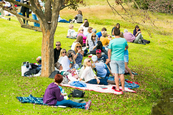 Johannesburg, South Africa - May 09 2015: Diverse People at an outdoor Food and Wine Festival - Фото, зображення