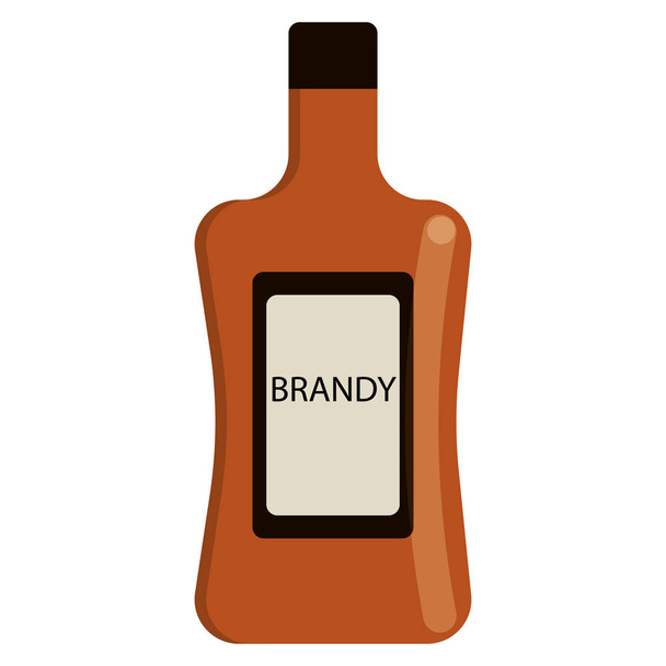Brandy botella bebida alcohólica icono plano, signo vectorial, pictograma colorido aislado en blanco. Símbolo, ilustración del logotipo. Diseño de estilo plano
 - Vector, imagen