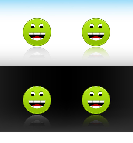 Bouton Web 2.0 icône de visage souriant vert. Variations réflexions de couleur sur deux fonds différents
 - Vecteur, image