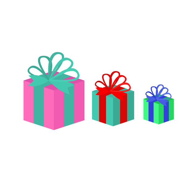 Gift box with ribbon flat icon, vector sign, colorful pictogram isolated on white. Present symbol, logo illustration. Flat style design - Vektor, Bild