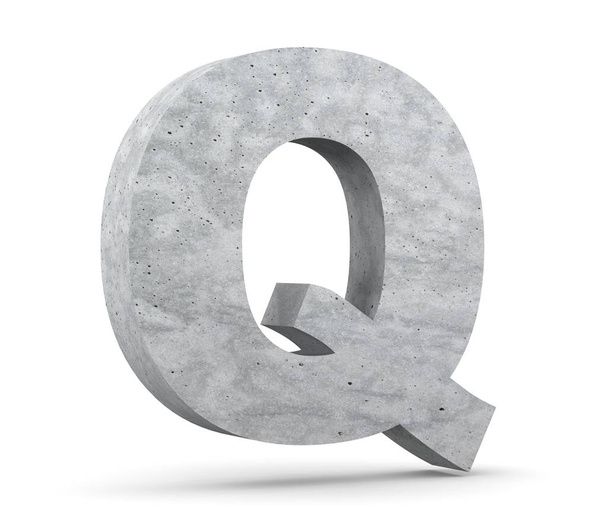 Concrete Capital Letter - Q isolated on white background. 3D render Illustration - Zdjęcie, obraz