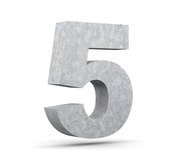 3D rendering concrete number 5 five. 3D render Illustration. - Φωτογραφία, εικόνα