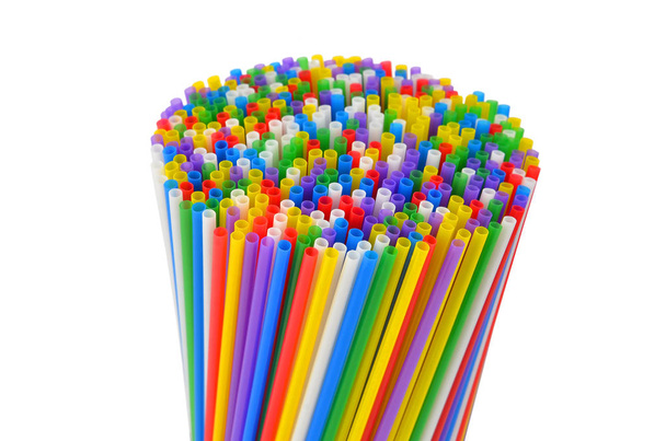 Colorful drinking straws, isolated on white background - Photo, Image