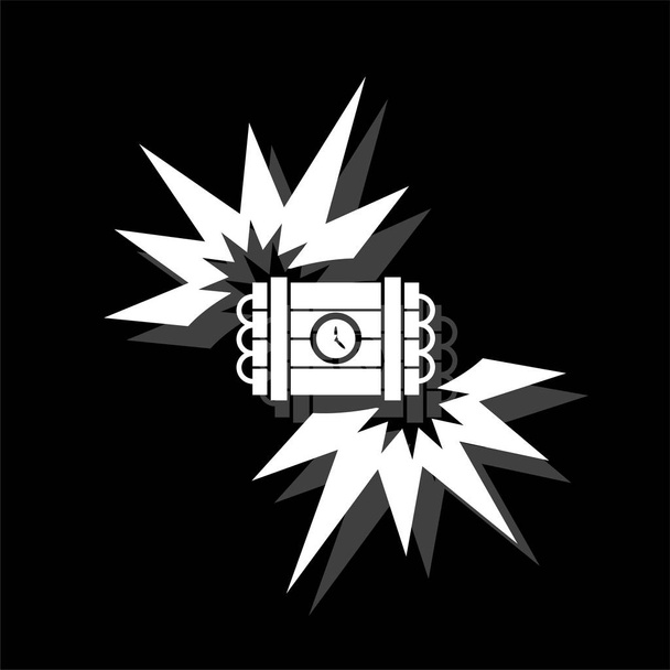 Alkuräjähdys Salama. Valkoinen tasainen yksinkertainen kuvake varjolla
 - Vektori, kuva