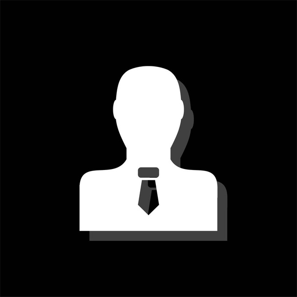 Businessman. White flat simple icon with shadow - Vector, Image