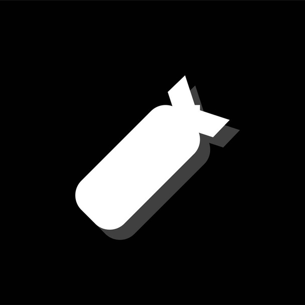 Fliegerbombe. weißes flaches einfaches Symbol mit Schatten - Vektor, Bild