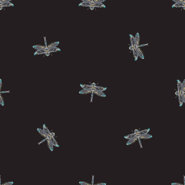 black background with insects, vector illustration - Vetor, Imagem