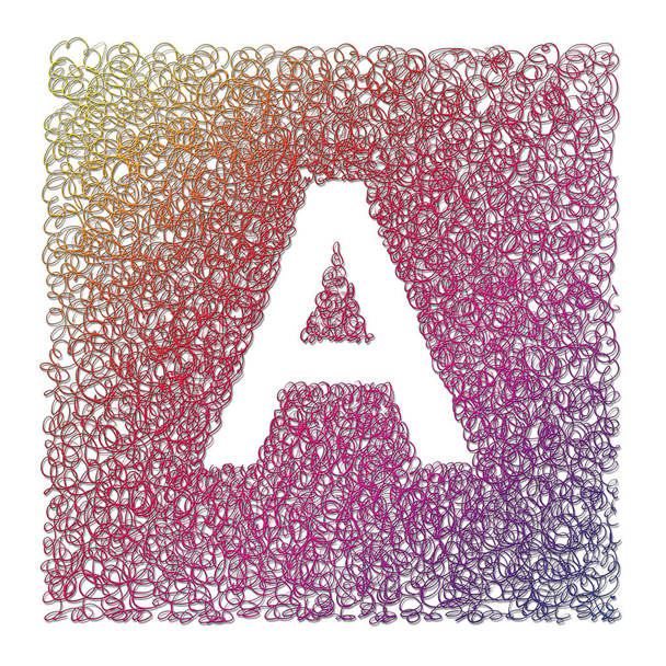 Hand made letter A drawn with graphic pen on white background - High resolution images - Photo, Image