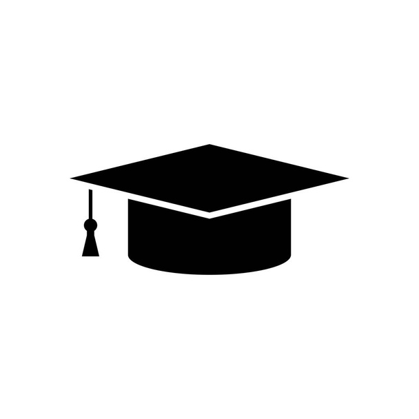 Absolventenmützen-Symbol im trendigen flachen Stil isoliert auf weißem Hintergrund. Bildungssymbol. Vektorillustration - Vektor, Bild