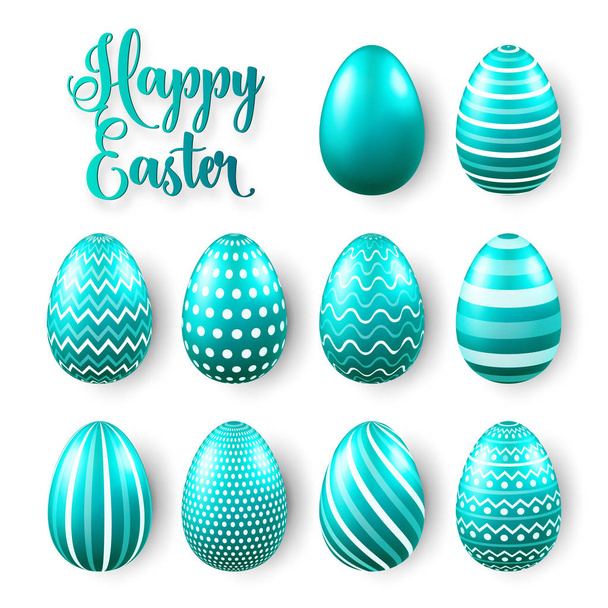 Easter eggs colored set. Spring holidays in April. Gift. Seasonal celebration.Egg hunt Sunday. - Wektor, obraz