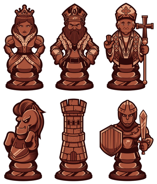 Набір шахових фігур чорний
 - Вектор, зображення