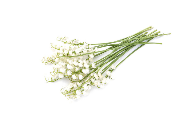Lily of the valley flowers isolated on white background - Fotoğraf, Görsel