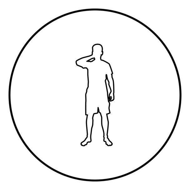 Чоловік закриває очі силует іконки спереду чорного кольору Векторні ілюстрації плоский стиль простого зображення в колі
 - Вектор, зображення