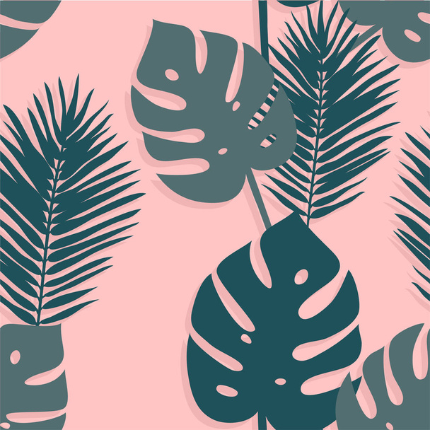 Рука намальована влітку безшовним візерунком з пальмовим листям. Тропічний векторний фон. Художній дронтовий малюнок. Творчі твори з чорнила. Модна ілюстрація
 - Вектор, зображення