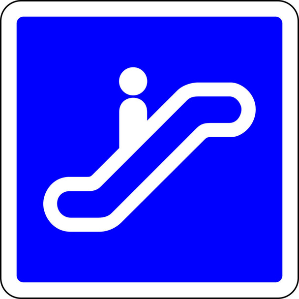 Escada rolante disponível sinal azul - Foto, Imagem