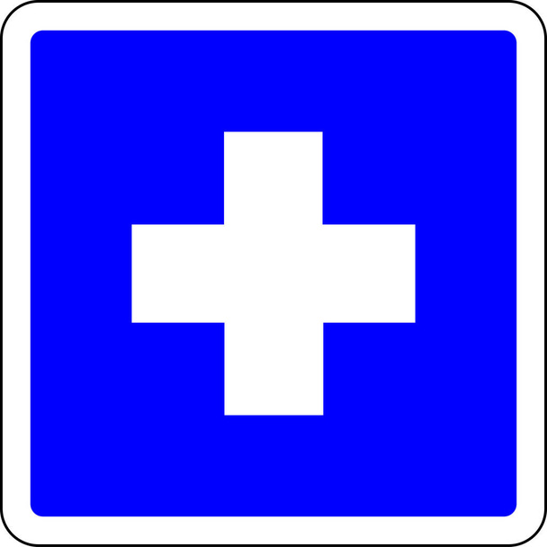 Первая помощь доступна голубой знак - Фото, изображение