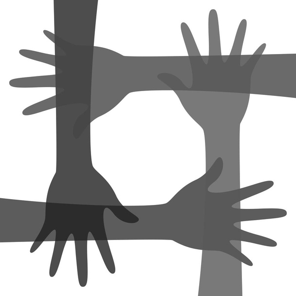 Diseño del concepto de diversidad, manos conectadas
 - Vector, imagen