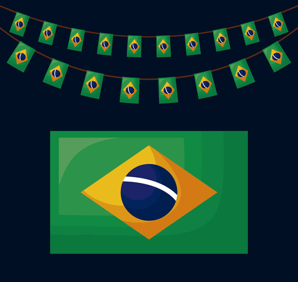 brazilian flag culture icon - Vector, Image