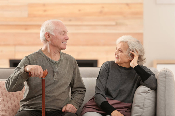 Portrait of elderly spouses in living room - Photo, image
