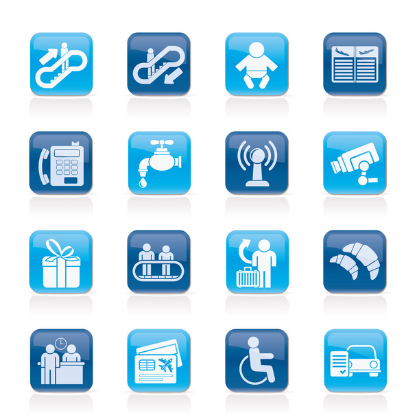 Airport, travel and transportation icons - Vecteur, image