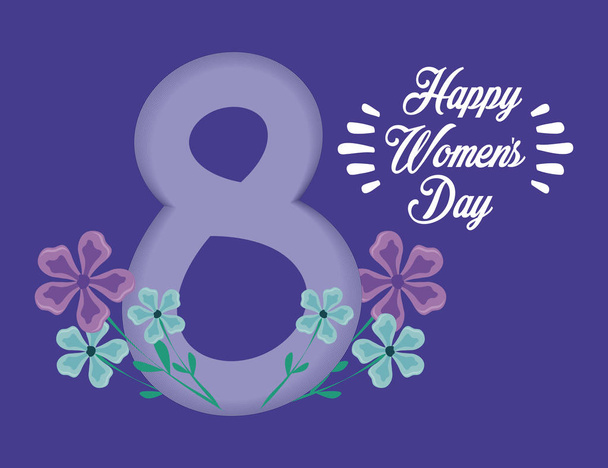 happy women day card with number eight date - Wektor, obraz