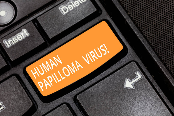 Word metin Huanalysis Papilloma virüs yazma. En yaygın cinsel yolla bulaşan enfeksiyon hastalığı klavye tuşuna basarak tuş takımı fikir bilgisayar ileti oluşturmak için niyet için iş kavramı. - Fotoğraf, Görsel