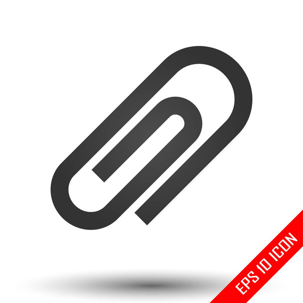 Paperclip icon. Simple flat logo of paperclip sign on white background. Vector illustration. - Vector, Image