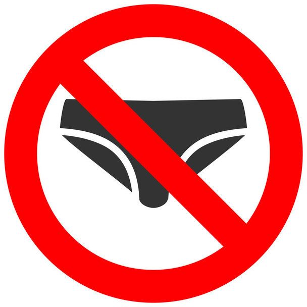 白い背景に分離されたビキニ アイコンと記号を禁止されています。ビキニは禁止されているベクター イラストです。水着を着ている画像を許可されていません。泳ぐスイーツが禁止されています。ヌードのみ. - ベクター画像