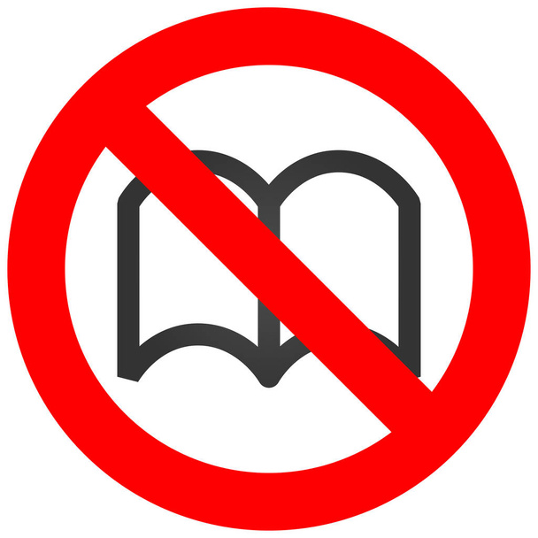 Verbotsschild mit Büchersymbol auf weißem Hintergrund. Lesen ist verboten Vektor Illustration. Lesen ist nicht erlaubt. Bücher sind verboten. - Vektor, Bild