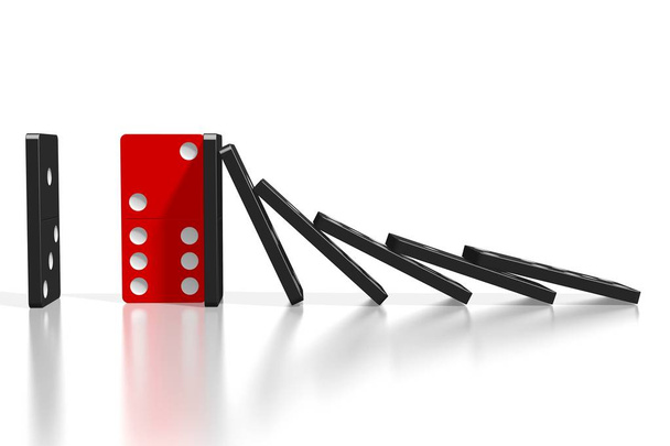 3D-zwarte en rode Domino - weerstand concept - Foto, afbeelding