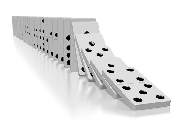 3D falling white dominoes - Photo, Image