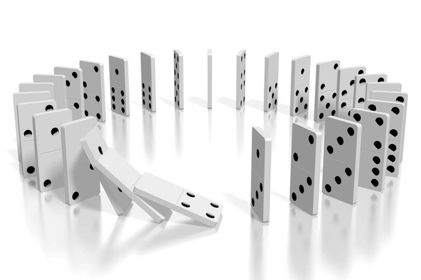 3D white dominoes standing in circle - Fotoğraf, Görsel