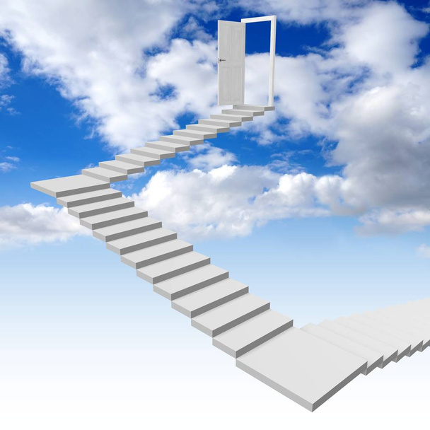 3D schody do nieba koncepcja - Zdjęcie, obraz
